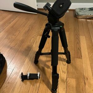 Camera Tripod with Phone Mount - Black